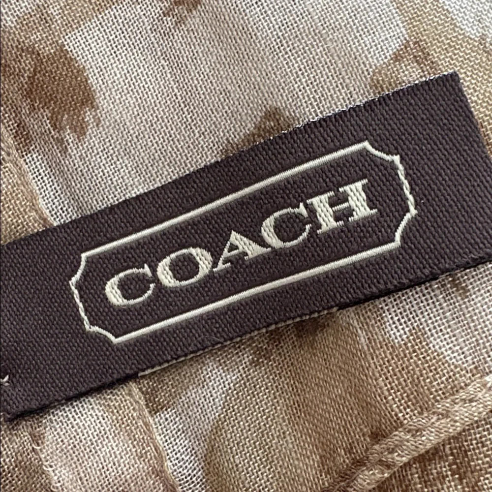 COACH Brown / Tan Signature Infinity Scarf & Gift Paper & Coach Leatherware Box